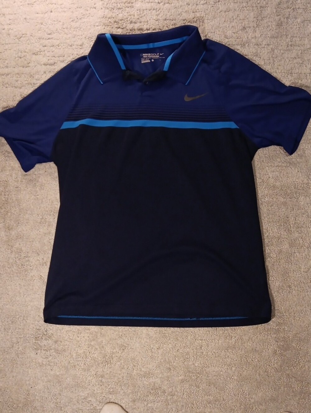 Nike Men's Navy and Bright Blue Performance Golf Polo